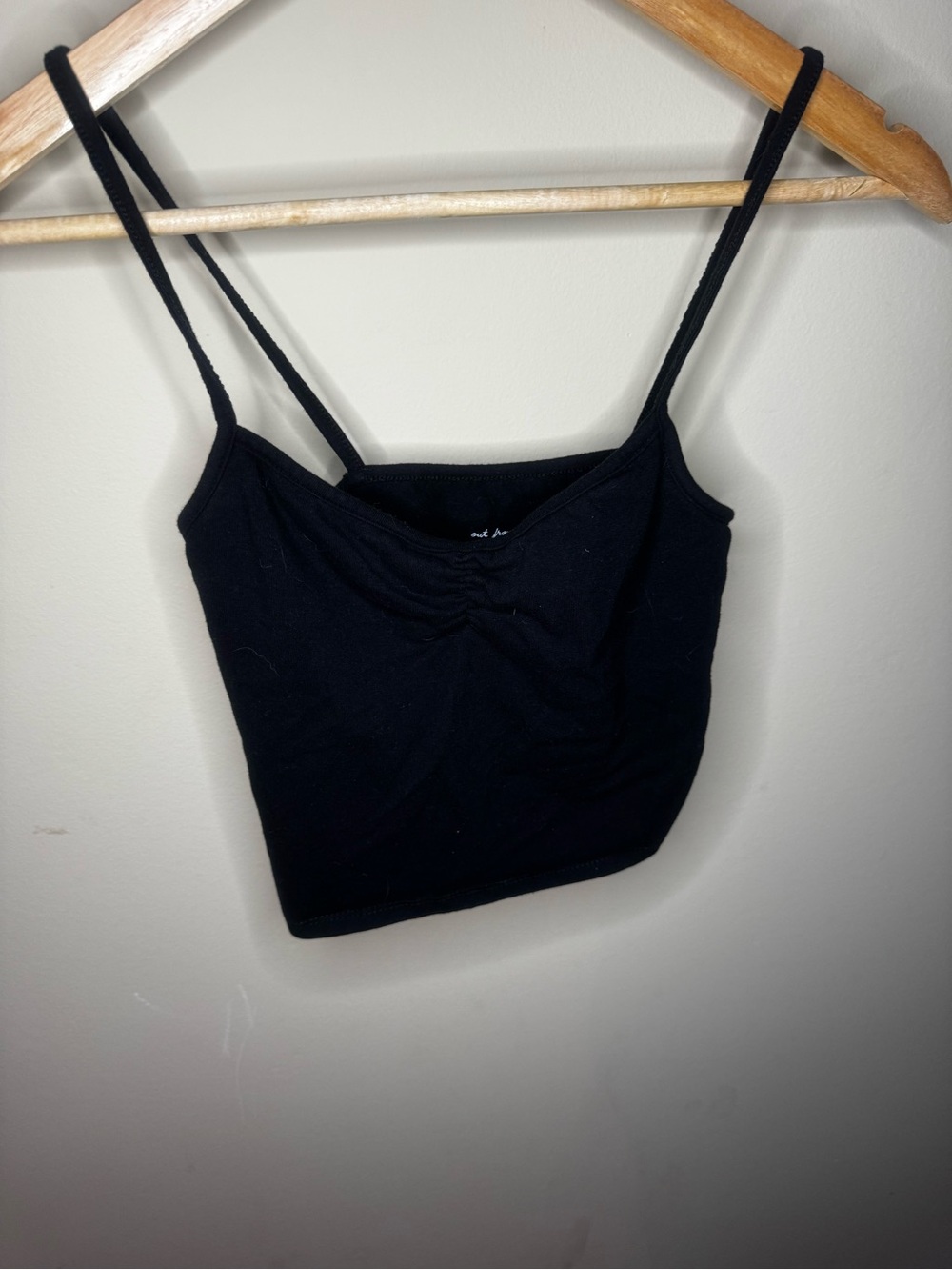 Urban Outfitters Black Ruched Spaghetti Strap Crop Cami